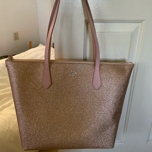 Kate Spade Large Joeley Rose Gold Glitter Tote